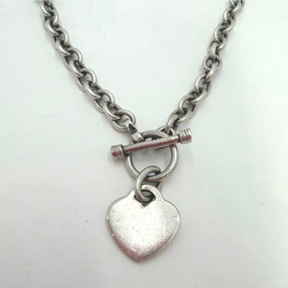 Sterling Silver Women's Heart Toggle Chain Necklace Jewelry 16" - Picture 1 of 8